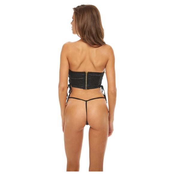 Bombshell - korsete ar tanga leoparda raksts melna - M