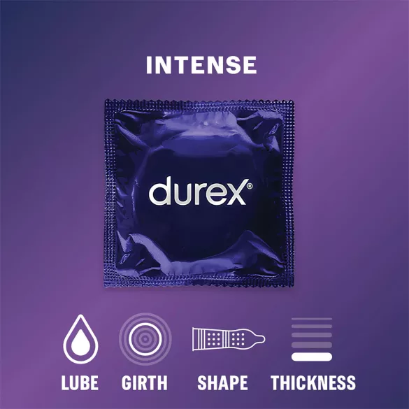 Durex Intense - prezervatīvi, rievoti un punktēti, 10 gab