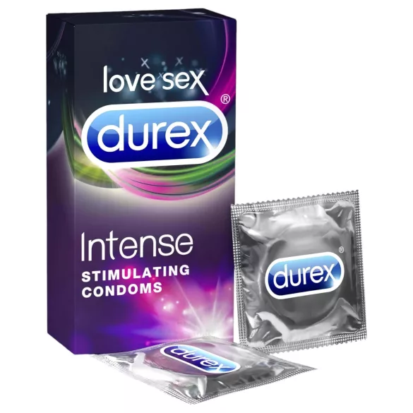 Durex Intense - prezervatīvi, rievoti un punktēti, 10 gab