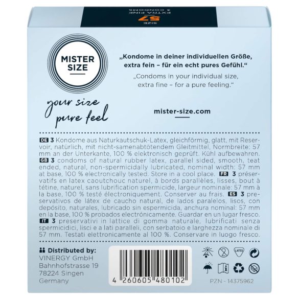 Mister Size prezervatīvi plāni 57mm 3 gab