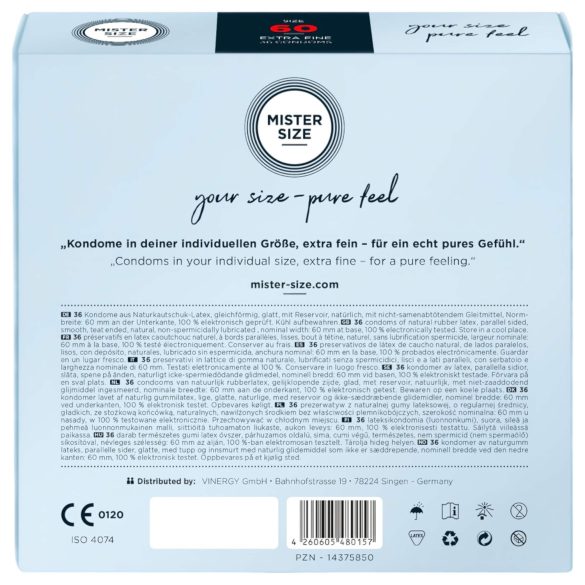 Mister Size prezervatīvi plāni 60mm 36 gab