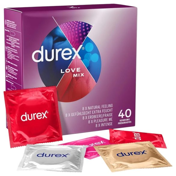 Durex Love Mix - Prezervatīvu komplekts (40 gabali)