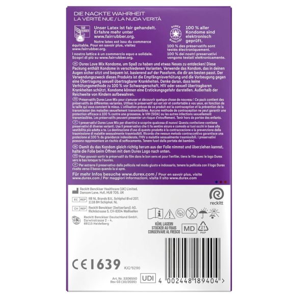 Durex Love Mix - prezervatīvu komplekts 18 gab