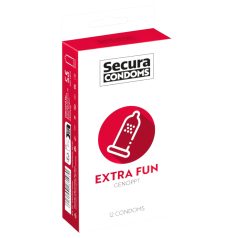   Secura Extra Fun - prezervatīvi ar izciļņiem 53 mm 12 gab.
