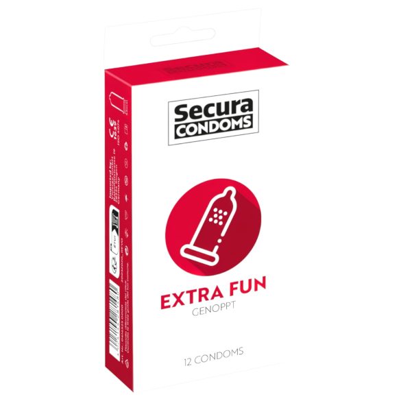 Secura Extra Fun - prezervatīvi ar izciļņiem 53 mm 12 gab.