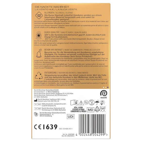 Durex Hautnah - prezervatīvi bez lateksa 10 gab