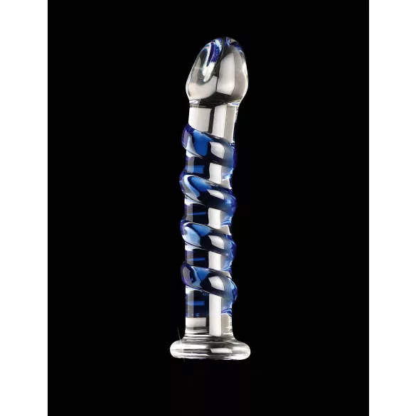 Icicles No. 5 - stikla dildo spirāles forma caurspīdīgs zils