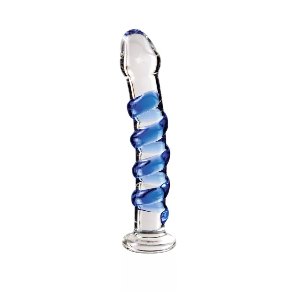 Icicles No. 5 - stikla dildo spirāles forma caurspīdīgs zils