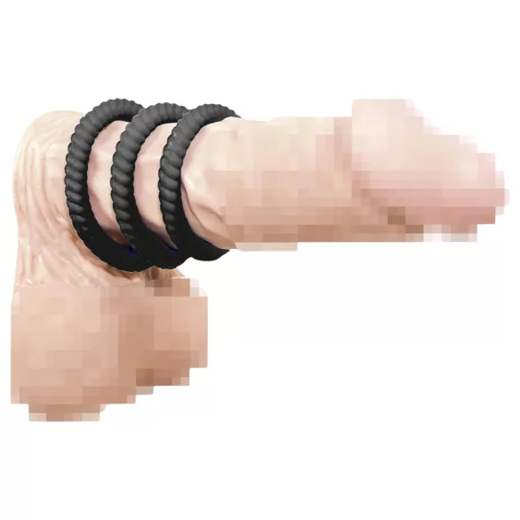You2Toys - erekcijas gredzenu komplekts 3 gab. melns