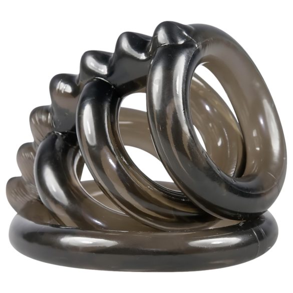 Bad Kitty - ērkšķains četru gredzenu erekcijas gredzens silikonā