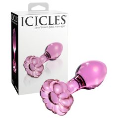 Icicles No. 48 - stikla anālais konuss ziedu raksts rozā