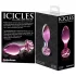 Icicles No. 48 - stikla anālais konuss ziedu raksts rozā