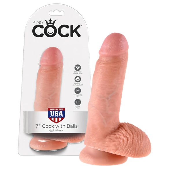 King Cock 7 sēklinieku dildo (18 cm) - naturāls