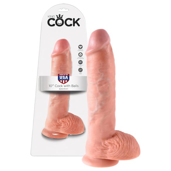King Cock 10 sēklinieku liels dildo (25 cm) - dabīgs