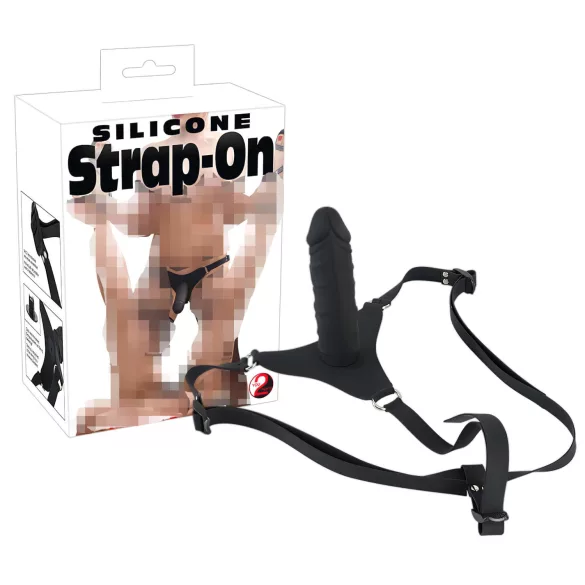 You2Toys - silikona strap-on dildo melns