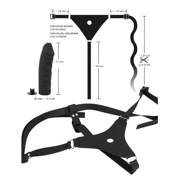 You2Toys - silikona strap-on dildo melns