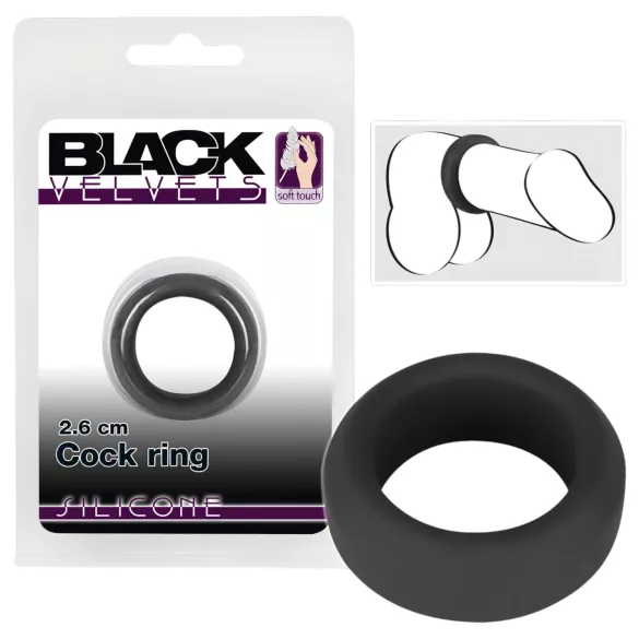 Black Velvets - dzimumlocekļa gredzens bieza silikona 2,6 cm melns