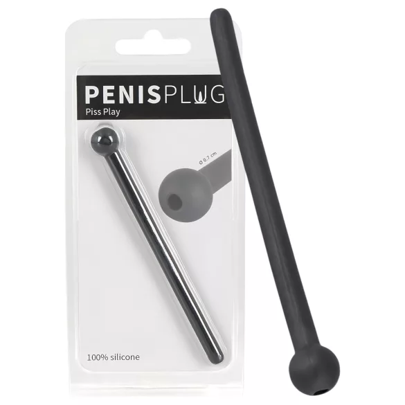 Dilator Piss Play - urīnkanāla dilatators ar dobumu, silikona, melns