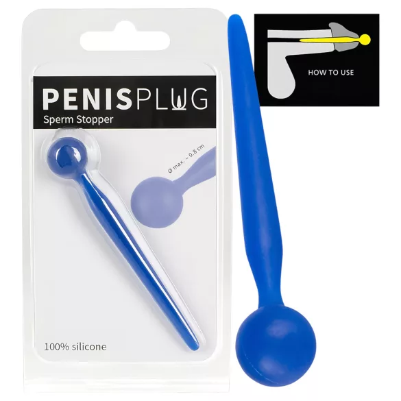 Dilator Sperm Stopper - urīnkanāla dilatators ar lodīti silikona zils