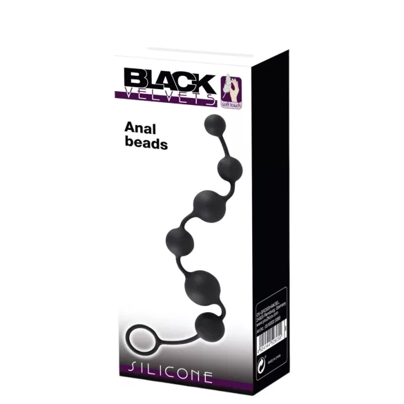 Black Velvets - anālais dildo ar 6 bumbiņām melns