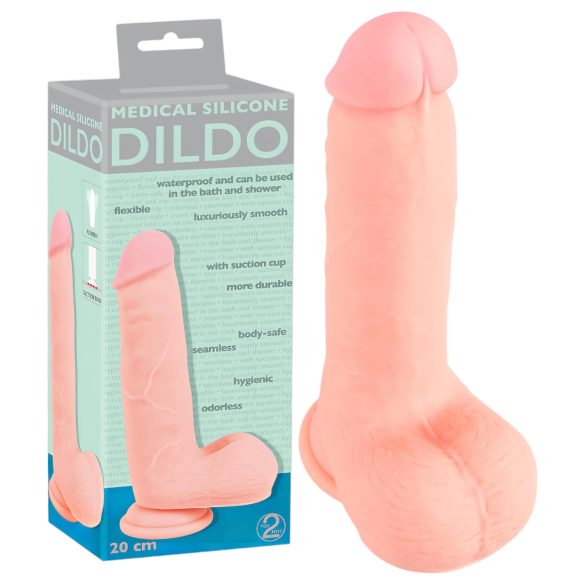 Medicīniskais - taisns medicīniska silikona dildo (20cm) - dabīgs