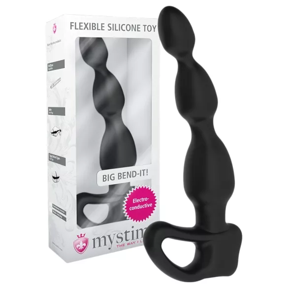mystim Big Bend-it! - lodveida elektro anālais dildo (melns)