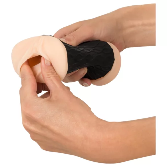 Nature Skin - masturbators maksts un anālā atvere, naturāla-melna