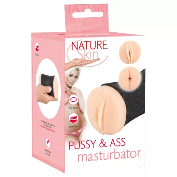 Nature Skin - masturbators maksts un anālā atvere, naturāla-melna