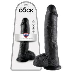 King Cock dildo ar sēkliniekiem 25 cm melns