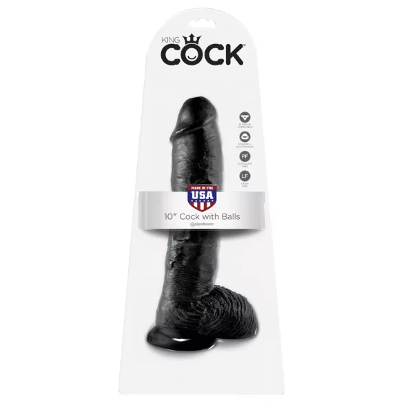 King Cock dildo ar sēkliniekiem 25 cm melns