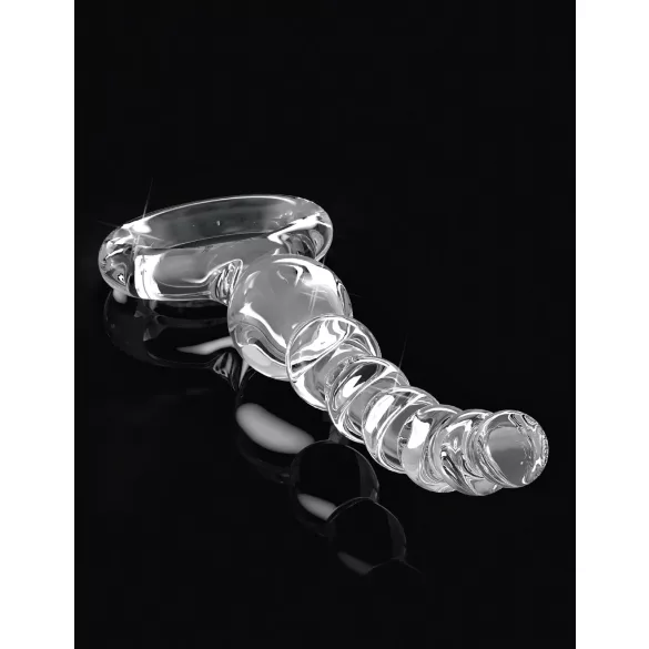 Icicles No. 67 - stikla dildo ar bumbiņām caurspīdīgs