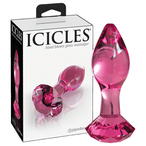 Icicles No. 79 - stikla anālais spraudnis konisks rozā