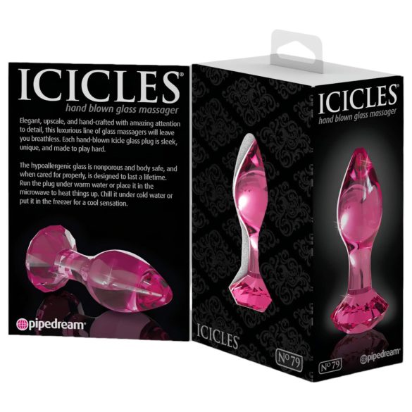 Icicles No. 79 - stikla anālais spraudnis konisks rozā