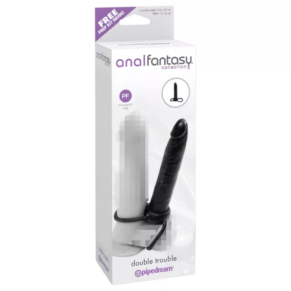 analfantasy dubultais anālais strap-on dildo melns