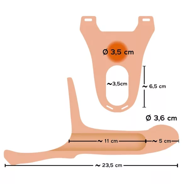 You2Toys - strap-on vidū dobais dildo, miesas krāsa