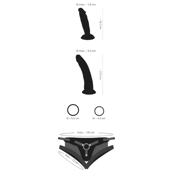 You2Toys - strap-on komplekts ar diviem dildo