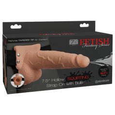 Fetish Strap-On strapon dildo ar ejakulāciju 19 cm dabīgs
