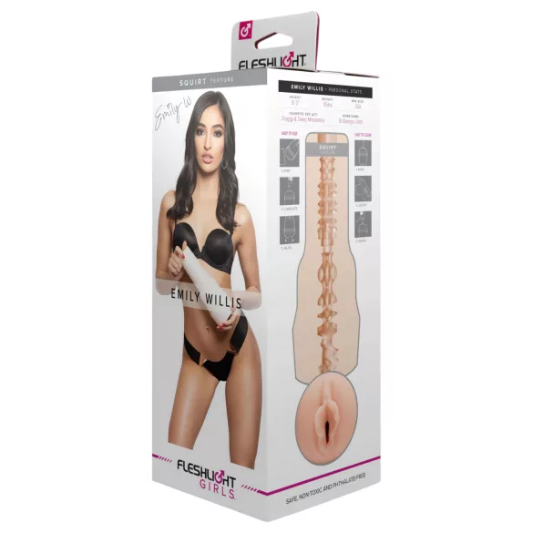 Fleshlight Emily Willis Squirt - reālistiska mākslīgā vagīna (naturāla)