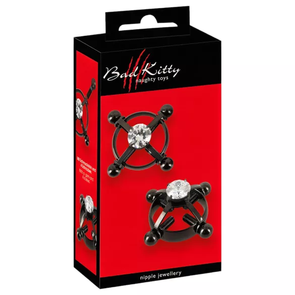 Bad Kitty - melu dekors ar kristāliem - melns