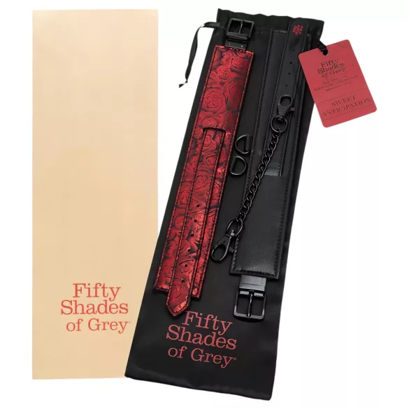 Fifty Shades of Grey - potīšu aproces ar polsterējumu melni-sarkanas