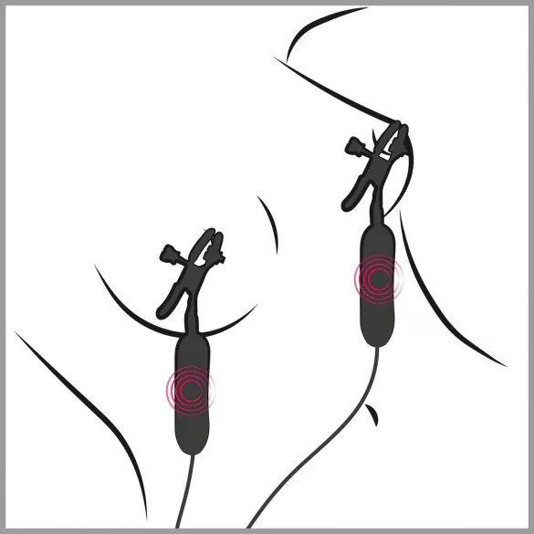Fetish - vibrējošas krūšu galu skavas melnas