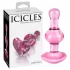 Icicles No. 75 - stikla anālais plugs sirds formas rozā