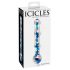 Icicles No. 08 - viļņots, divgalīgs, stikla dildo (caurspīdīgs-zils)