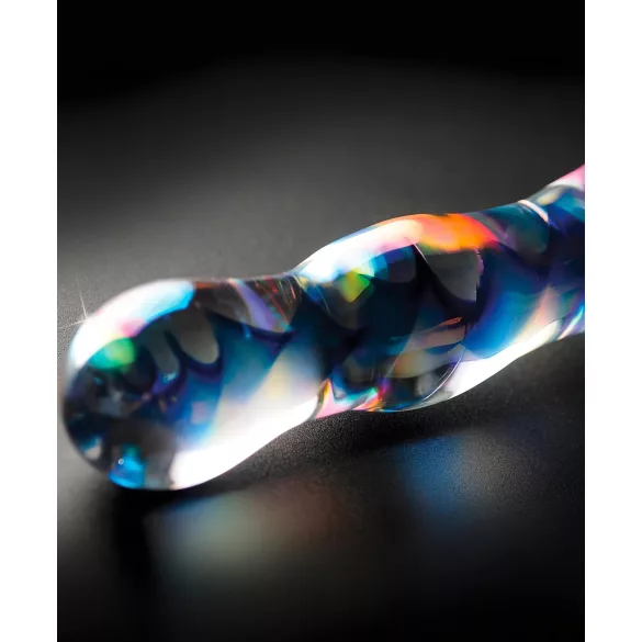 Icicles No. 08 - stikla dildo divpusējs viļņains caurspīdīgs zils
