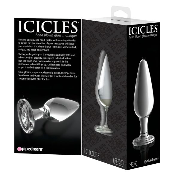 Icicles No. 26 - anālais konusveida stikla plugs caurspīdīgs