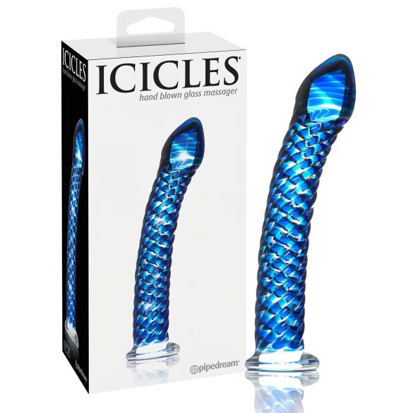 Icicles Nr. 29 - spirāles stikla dzimumlocekļa dildo (zils)