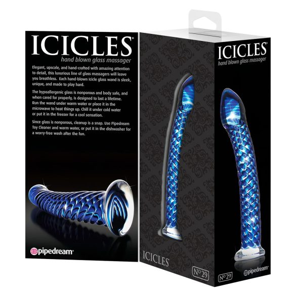Icicles Nr. 29 - spirāles stikla dzimumlocekļa dildo (zils)