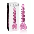 Icicles No. 43 - stikla dildo ar pērlītēm un sirsniņu rozā