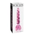 Icicles No. 43 - stikla dildo ar pērlītēm un sirsniņu rozā