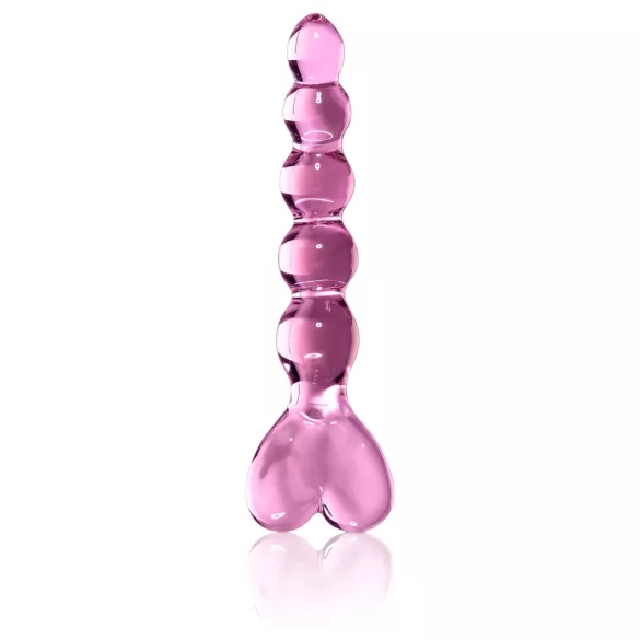 Icicles No. 43 - stikla dildo ar pērlītēm un sirsniņu rozā